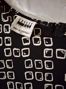 Leslie Fay Black & White Geometric Print Dress